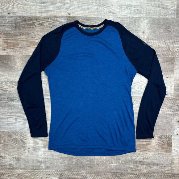 Smartwool Sweater Mens Large Merino Wool 250 Base Layer Crew Navy Blue Pullover - Picture 1 of 10